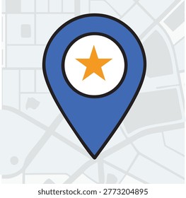 Map illstration on background and map pin icon in 2 colors vector design
