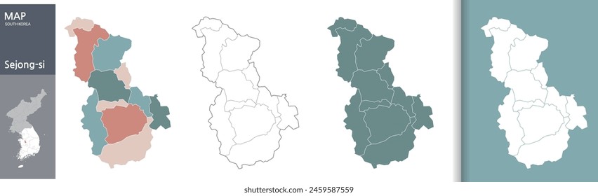 Ilustración del mapa del complejo del centro administrativo de la ciudad de Sejong