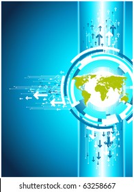 Map illustration for business site. Vertical green and blue background. Digital vector template in blue and green.