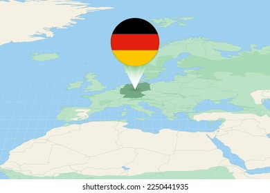 Kartengrafik von Deutschland mit der Flagge. Kartographische Darstellung von Deutschland und den Nachbarländern. Vektorplan und Flagge.