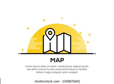 MAP AND ILLUSTRATION ICON CONCEPT