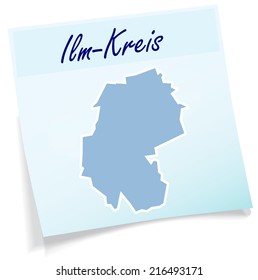 Map of Ilm-Kreis as sticky note in blue