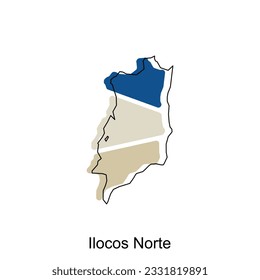 Karte von Ilocos Norte, Vektordesign-Vorlage, nationale Grenzen und wichtige Städte - Illustration