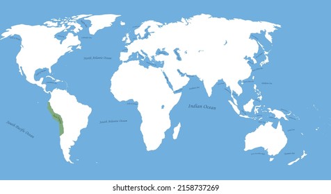 Map of Inca Empire the largest borders with all world, sea, ocean names