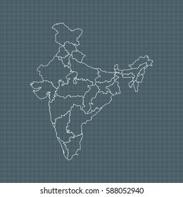 Stylized Map India Light Grey Tone Stock Illustration