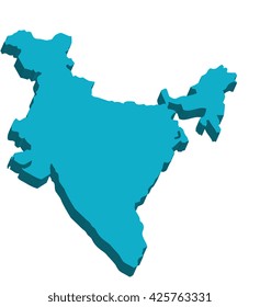 A map of India 3D on white background