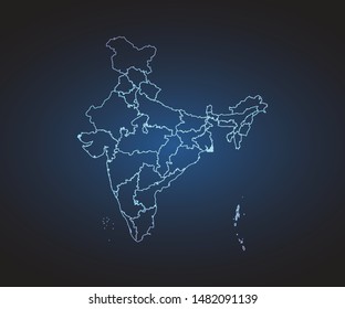 Map of India - Abstract mash line and point scales on circuit dark background. symbol for your web site design map logo, app, ui,Travel. Vector illustration eps 10.
