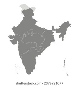 Map of India administrative regions.  India map 