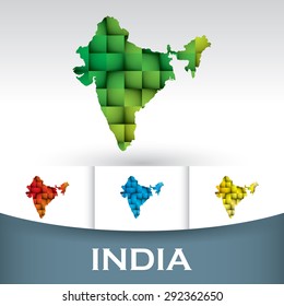 Map of India with colorful tiles