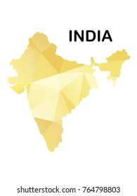 Map India country polygon. Icon symbol isolated on white background. Vector illustration.