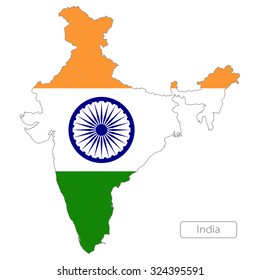 map of India  with the flag