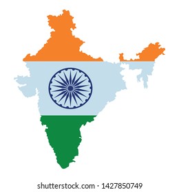 map of india with flag painted on it icon cartoon vector illustration graphic design