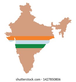 map of india with flag painted on it icon cartoon vector illustration graphic design