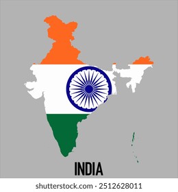 map of India with flag, vector illustration