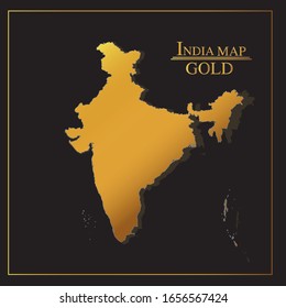 Map of India with Gold colour
