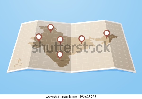 Map India Gps Map Pointers Pins Stock Vector (Royalty Free) 492635926