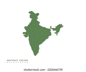 Mapa de la India de esquema simple verde. Vector de diseño de línea mínimo estilizado.