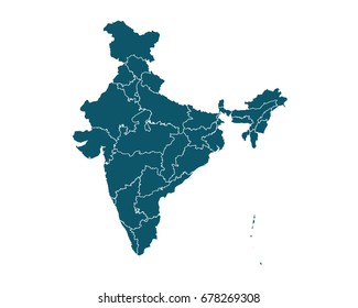 Map of India - High detailed on white background. Abstract design vector illustration eps 10.