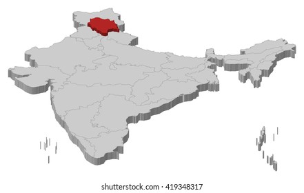 Map - India, Himachal Pradesh - 3D-Illustration
