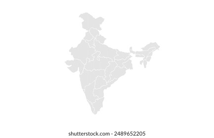 Map of India illustration,isolated on white background for website layouts,background,education, precise,customizable,Travel worldwide,map silhouette backdrop,earth geography, political,reports.