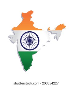 Map India Image National Flag Stock Vector (Royalty Free) 203354227