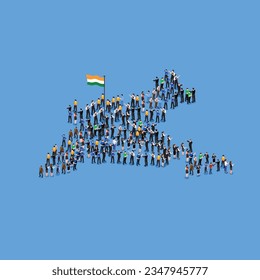 Map of India and Indian people isometric 3d vector concept for banner, website, illustration, landing page, flyer, etc