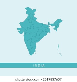 Map of India Isolated Vector – Ideal for Websites, Infographics, Travel, Reports, and Global Projects