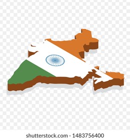 Map India isometric concept. 3d flat illustration of Map India. map of india with national flag.