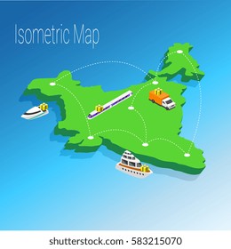 Map India isometric concept. 3d flat illustration of Map India. India map infographics design template