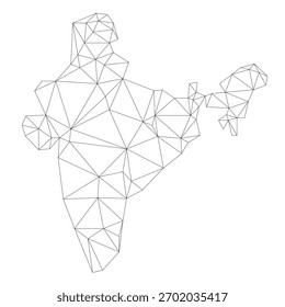 Mapa de India Malla de conexiones poligonales bajas Estilo