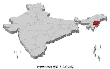 Map India Manipur 3dillustration Stock Vector (Royalty Free) 419305807 ...