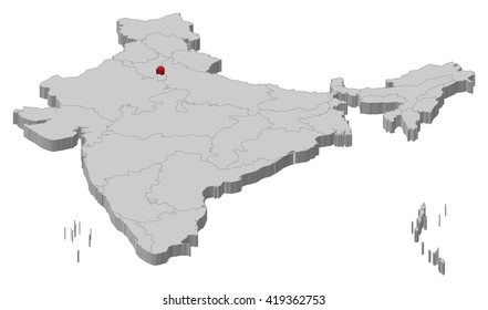 Map - India, National Capital Region - 3D-Illustration