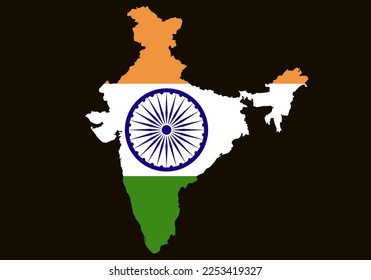 Map of India on background with flag. Vector.