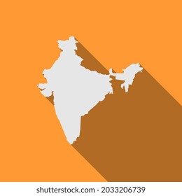 Map of India on yellow Background with long shadow