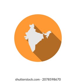 Mapa de la India en círculo amarillo con sombra larga