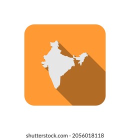 Map of India on yellow square with long shadow