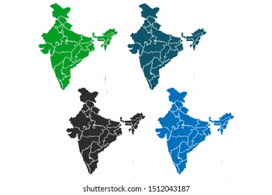 map of india. original map.variety of colors on white background. Vector illustration eps 10.