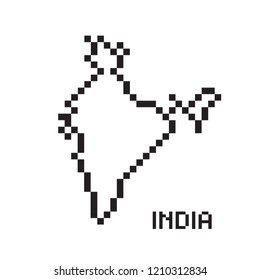 Map of India, pixel art style, vector design