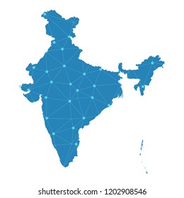 Map of India from Polygonal wire frame low poly mesh,India map Vector Illustration EPS10.