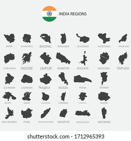 Map of India regions graphic element Illustration template design
