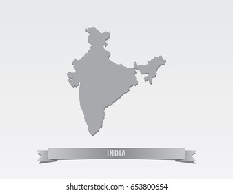 Map of India with ribbon on gray background.