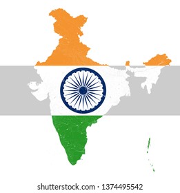 Map of India with rivers and lakes in colors of the national flag of India. Map consist of separate maps of federal states and union territories that can be used separately.