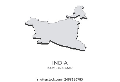 Map of the India in simple isometric form. Illustration of isometric map of the country.