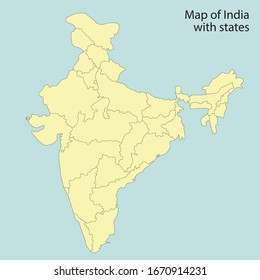 Map India State Borders Stock Vector (Royalty Free) 1670914231 ...