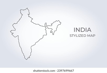Mapa de India en un estilo minimalista estilizado. Simple ilustración del mapa del país.