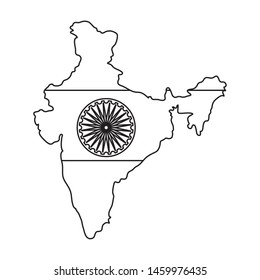 map of indian with ashoka chakra