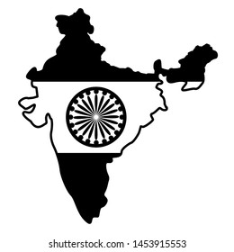 map with indian flag independence day vector illustration design