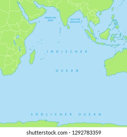 Map of Indian Ocean (with german inscription)