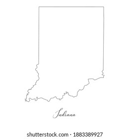 Map of Indiana. Border of Indiana and handwritten name of the state. Minimalist map. This vector map is appropriate for digital editing and prints of all sizes.