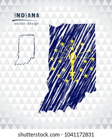 Map of Indiana with hand drawn sketch pen map inside. Vector illustration